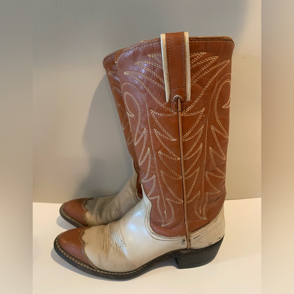 Vtg Cowboy boots leather Brown Texas Brand Women’s Size 5 Preowned See Pictures - Picture 3 of 8